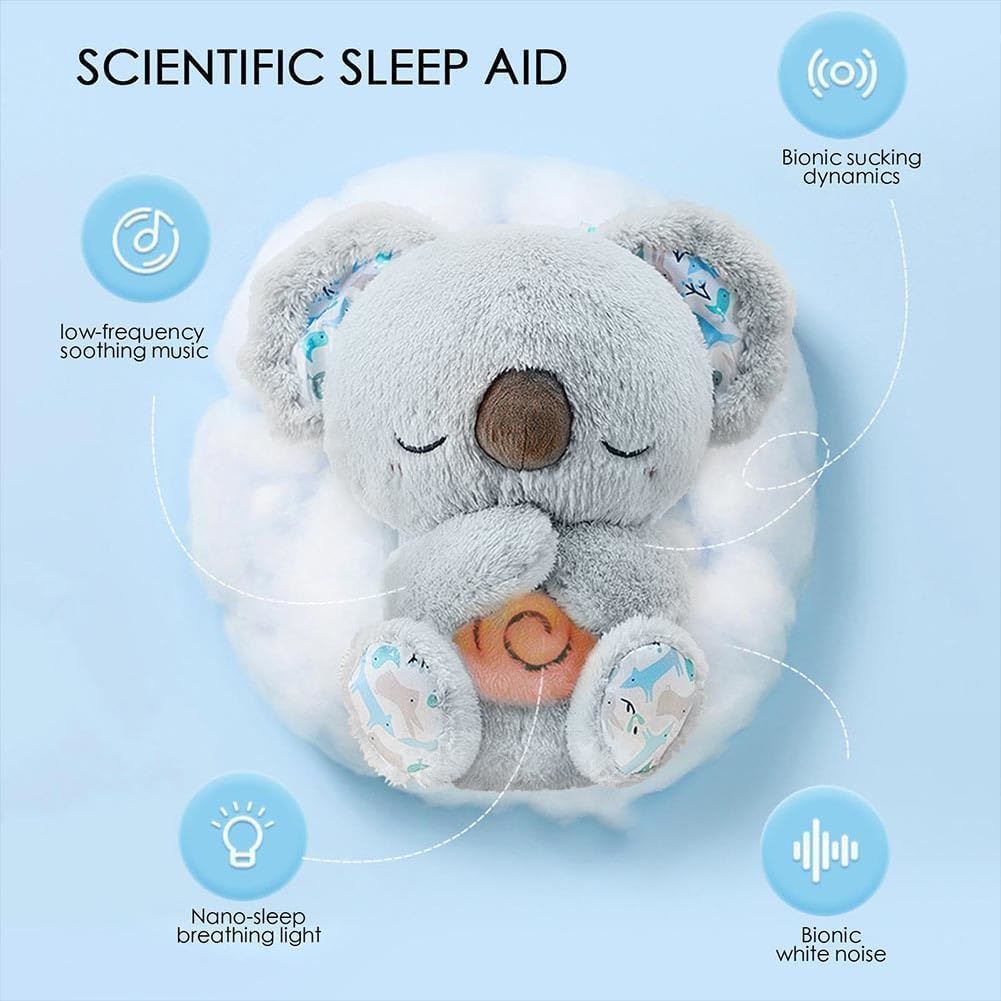 KOALA DORMILONA QUE RESPIRA GRIS - PELUCHE SENSORIAL MUSICAL