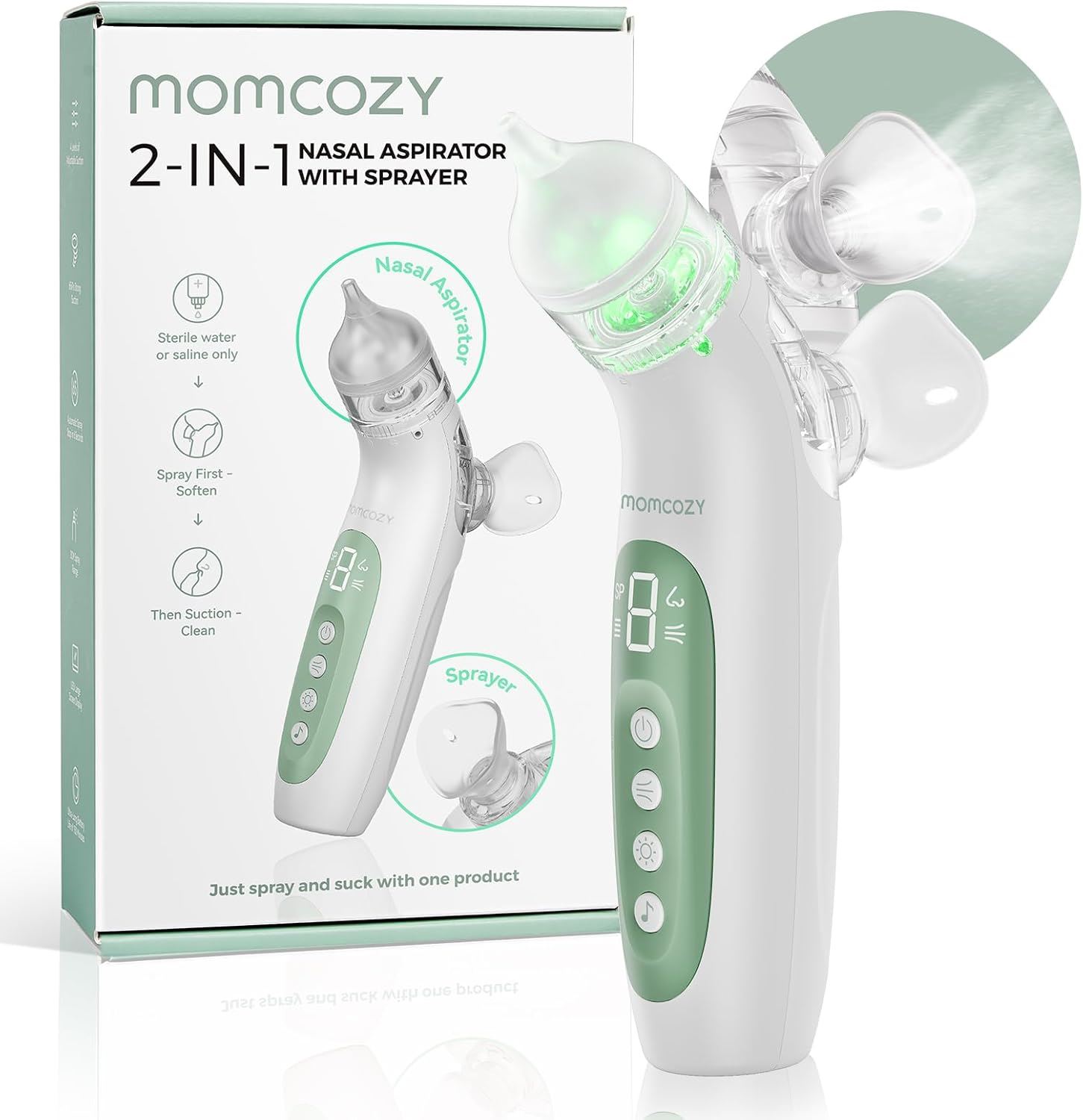 Momcozy BreezyClear Aspirador Nasal Eléctrico 2 en 1