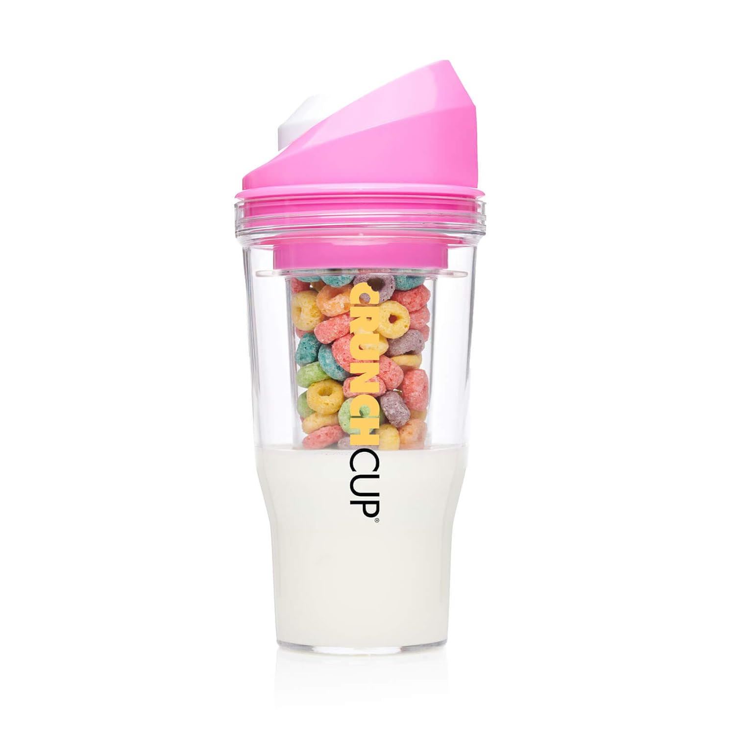 CrunchCup XL – Vaso portátil para cereal y leche (ROSA)