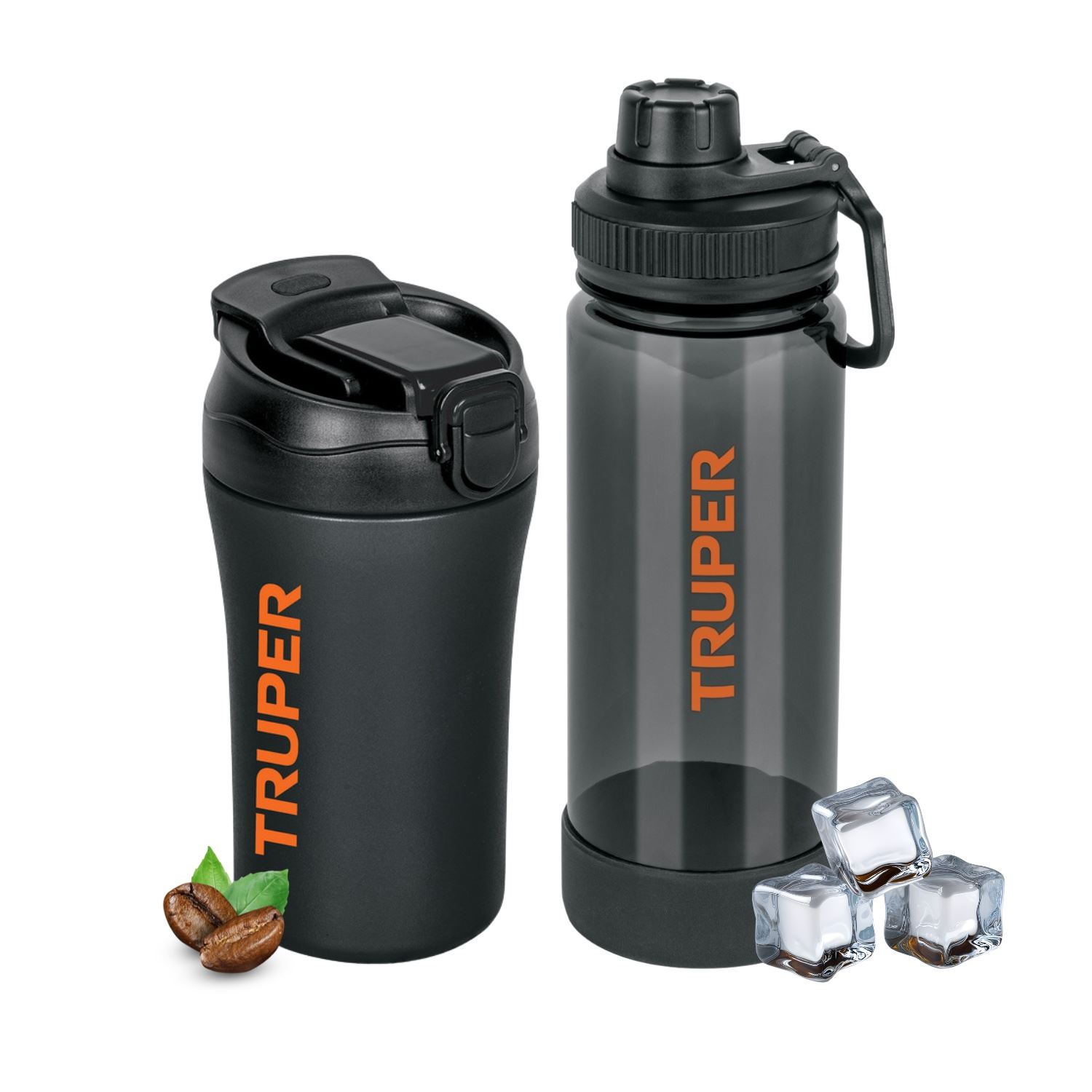 Termo de Acero Inoxidable 400ml + Tomatodo de Plástico 740ml Truper