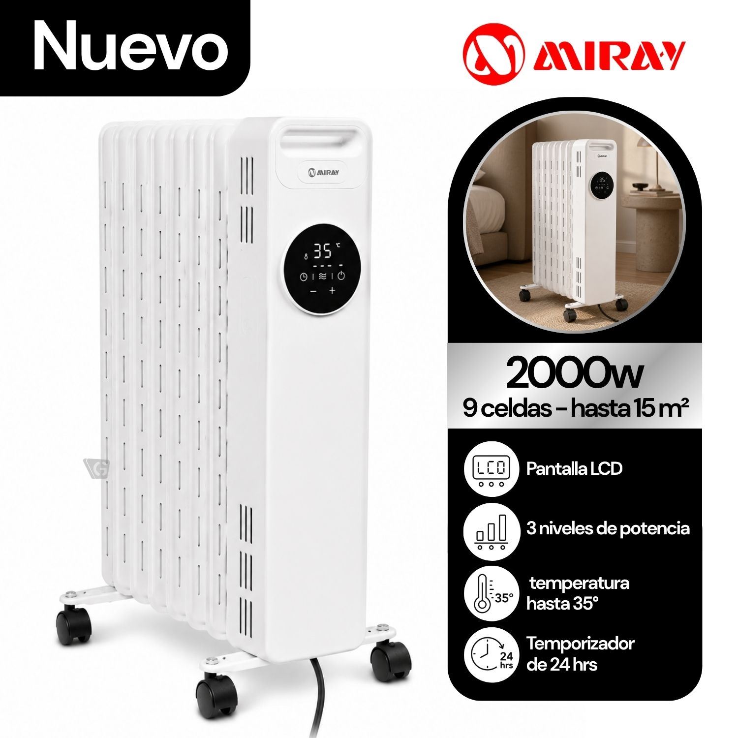 Estufa Termo Radiador Miray TRM-905D 9 celdas