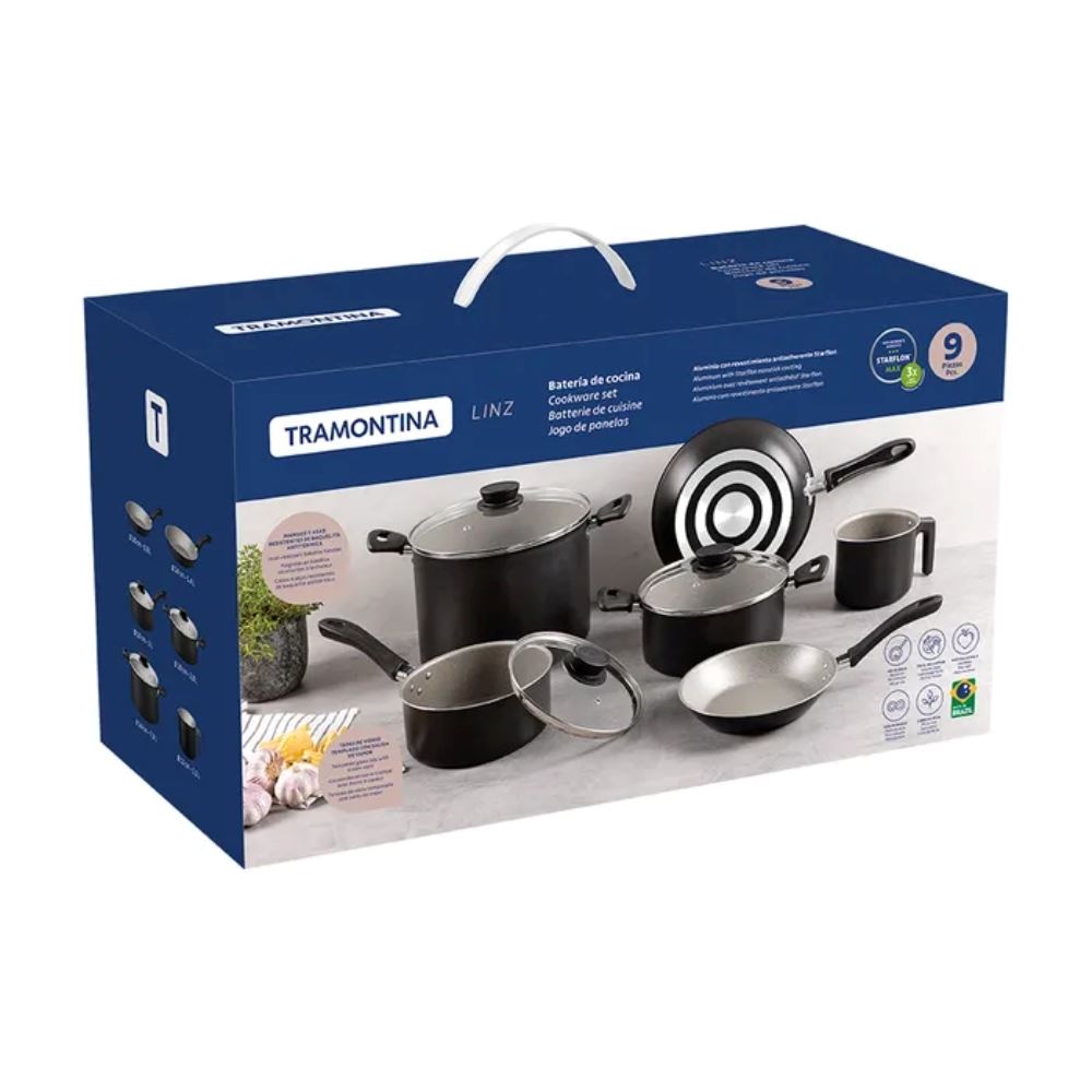 Juego de Ollas Tramontina Linz 9 Piezas Negro 28299/011