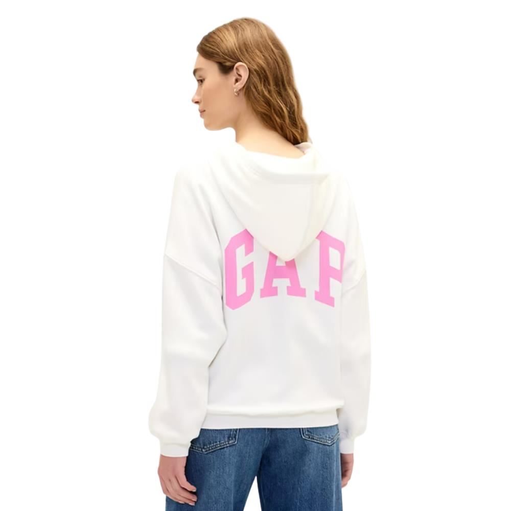 POLERA HOODIE GAP RELAXED CON CAPUCHA CROPPED BLANCA T-M