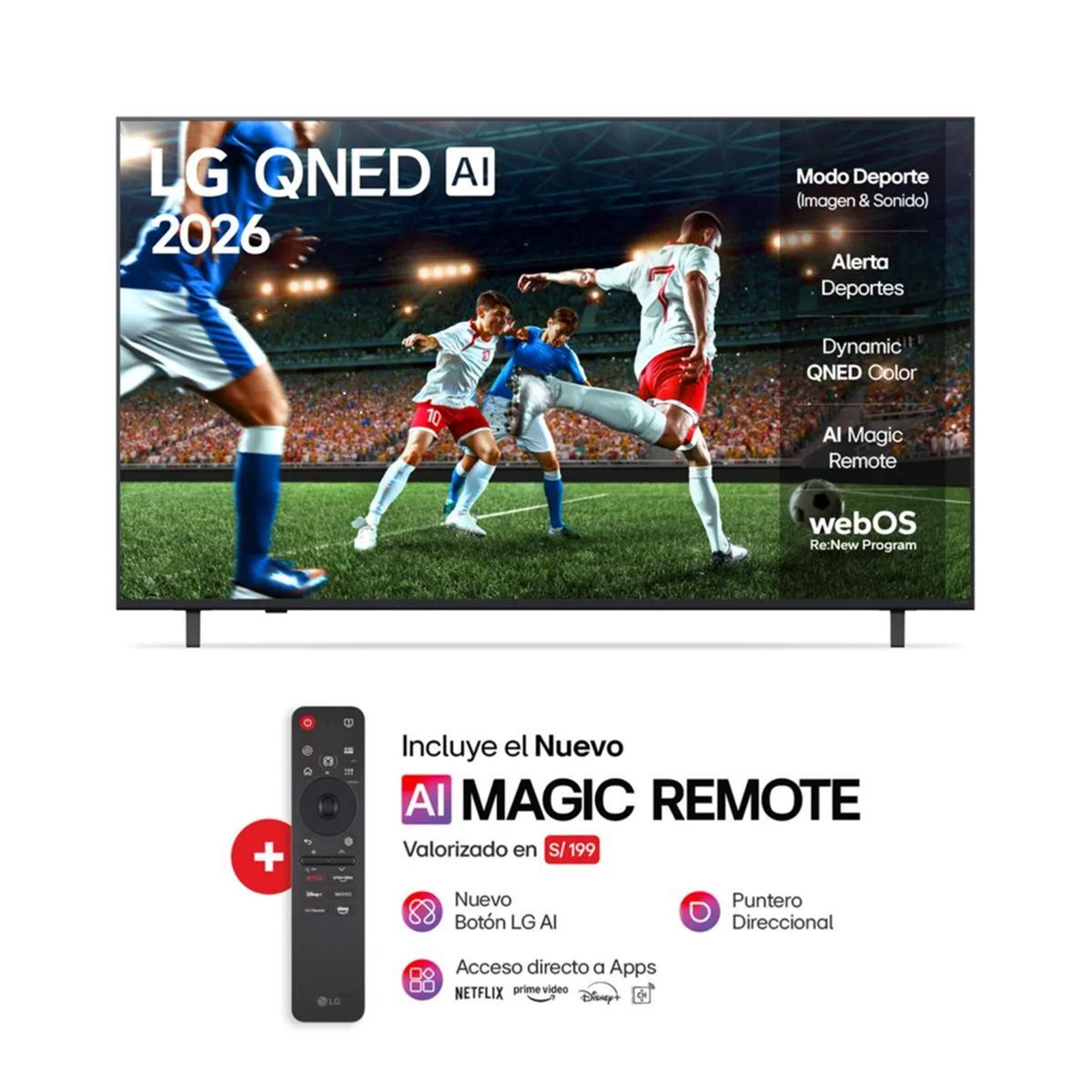 TELEVISOR LG QNED 65” 4K UHD SMART TV CON AI 65QNED73ASA (2025)