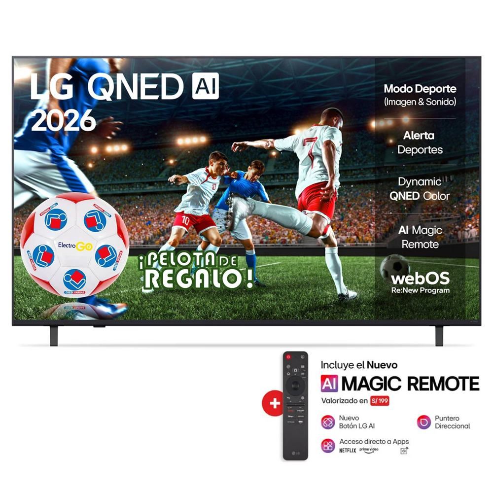 TELEVISOR LG QNED 65” 4K UHD SMART TV CON AI 65QNED73ASA 2026 + PELOTA DE REGALO