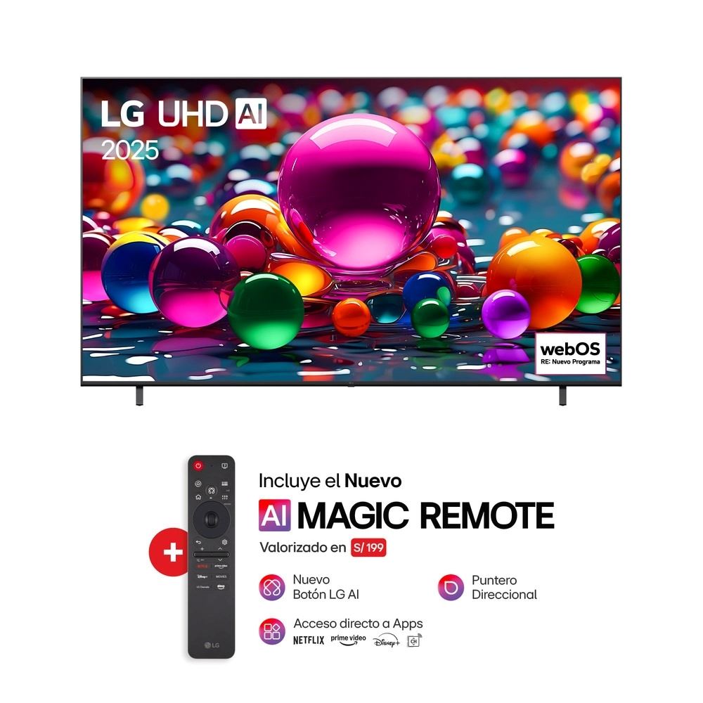 TV LG 65" LED 4K Ultra HD Smart TV ThinQ AI 65UA8050PSA (2025)