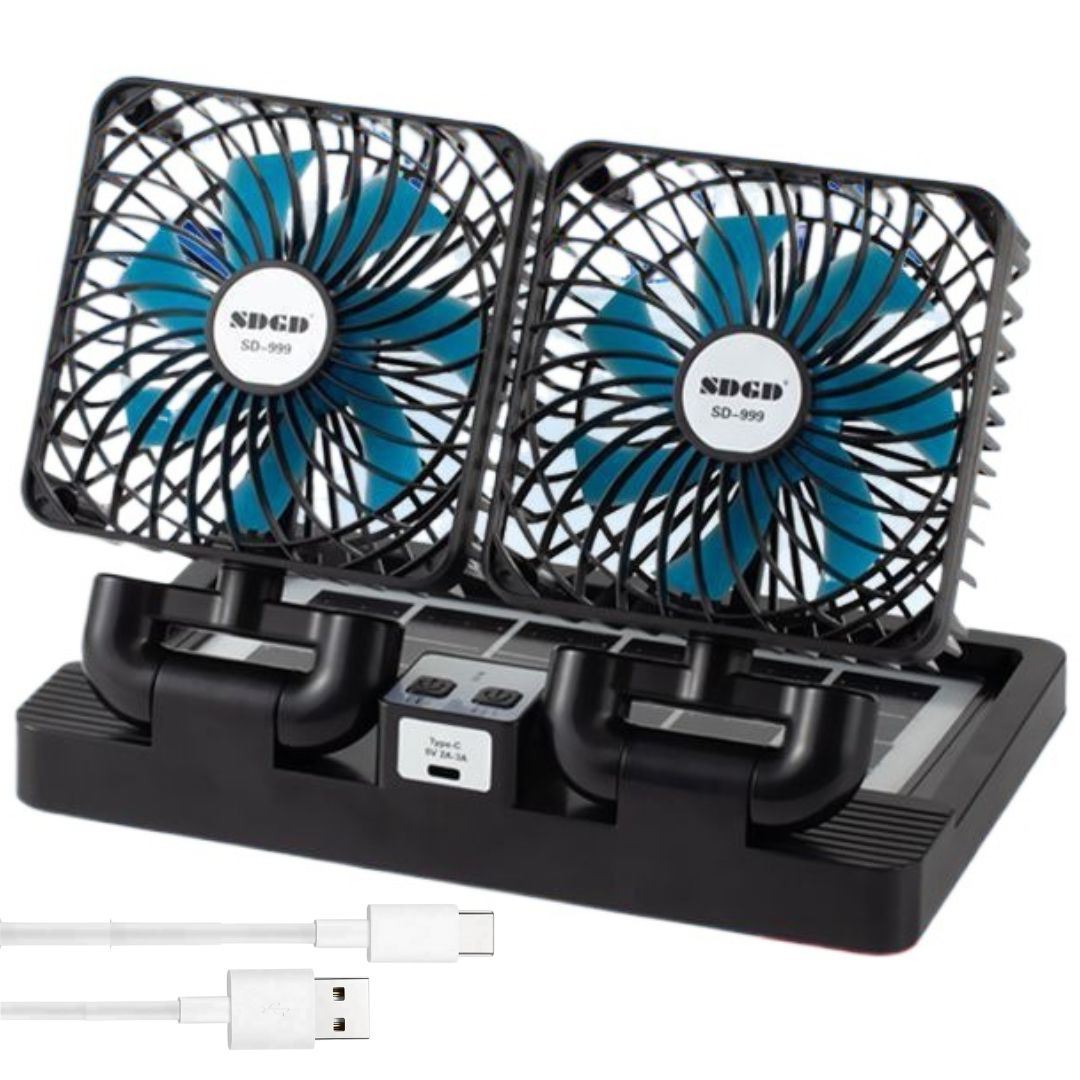 Ventilador Solar Doble Cabezal 360° Carro Auto 12V 24V NO999