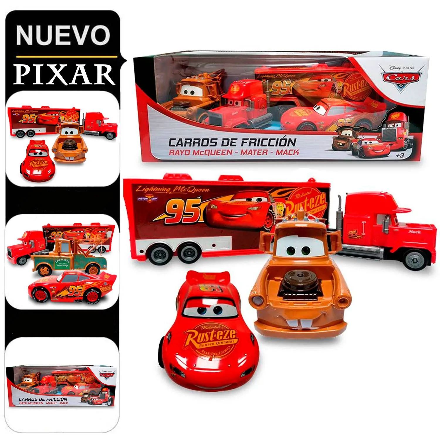 Coches De Fricción Cars Mater Mcqueen Y Mack