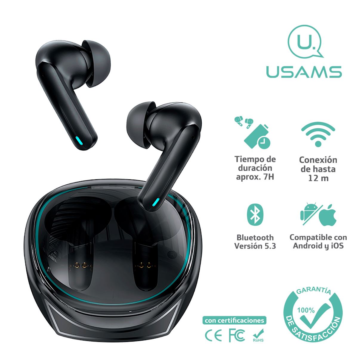 Audífonos auriculares inalámbricos USAMS Gamer Canc soni 5.3