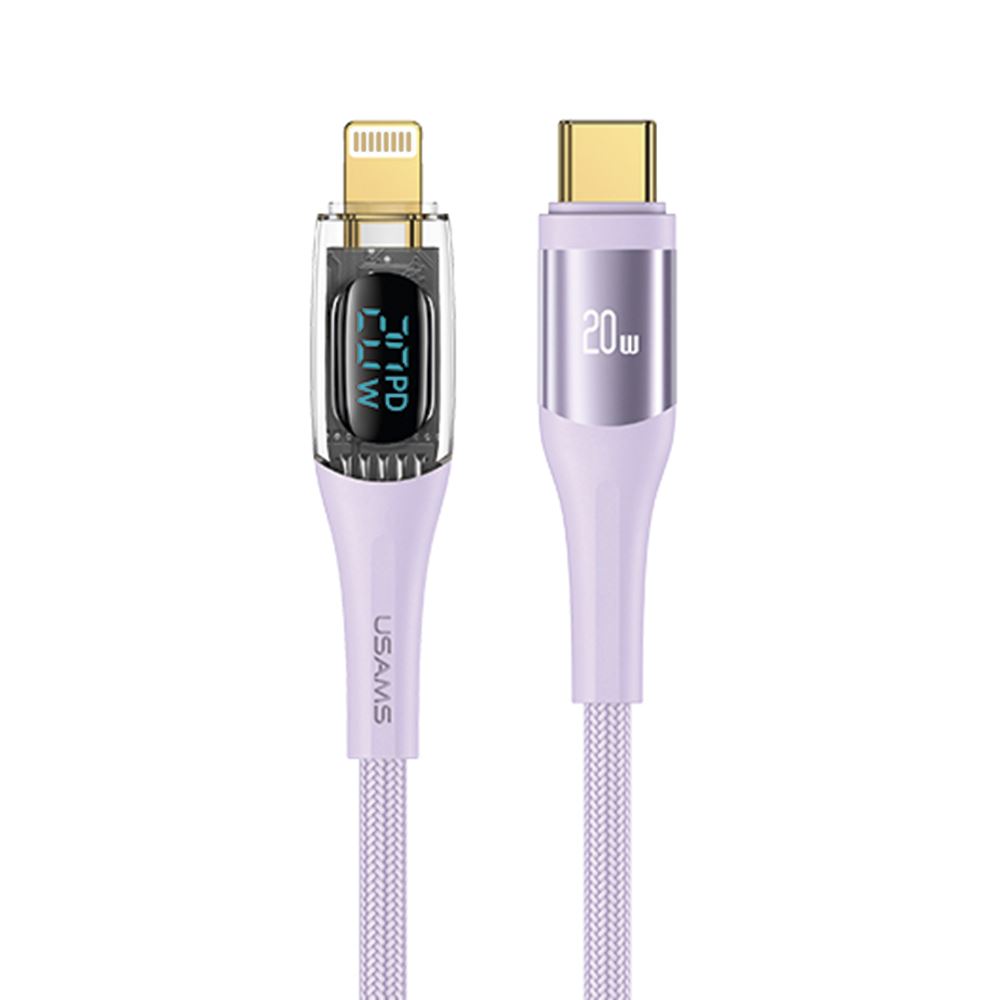 Cable celular rápido USAMS Type-C a iPhone PD20W 2m Lila