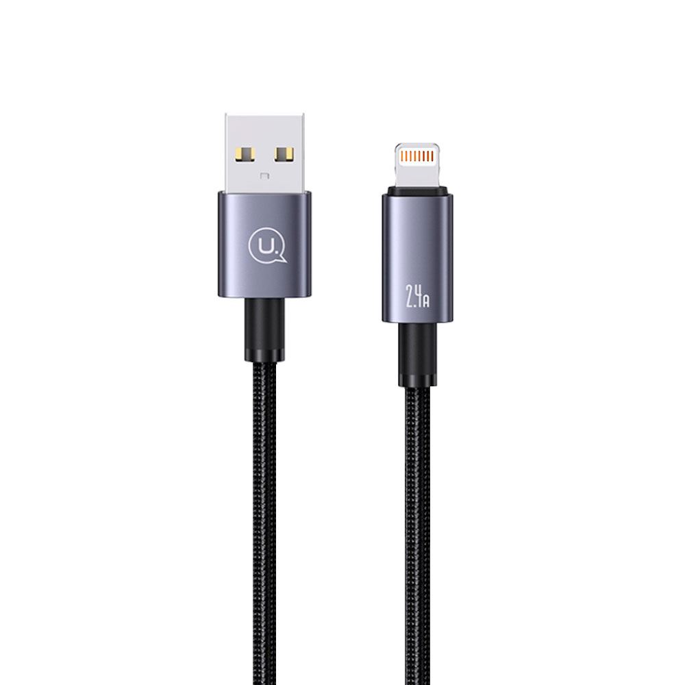 Cable Tejido USB a iPhone 2.4A 1.2m Negro