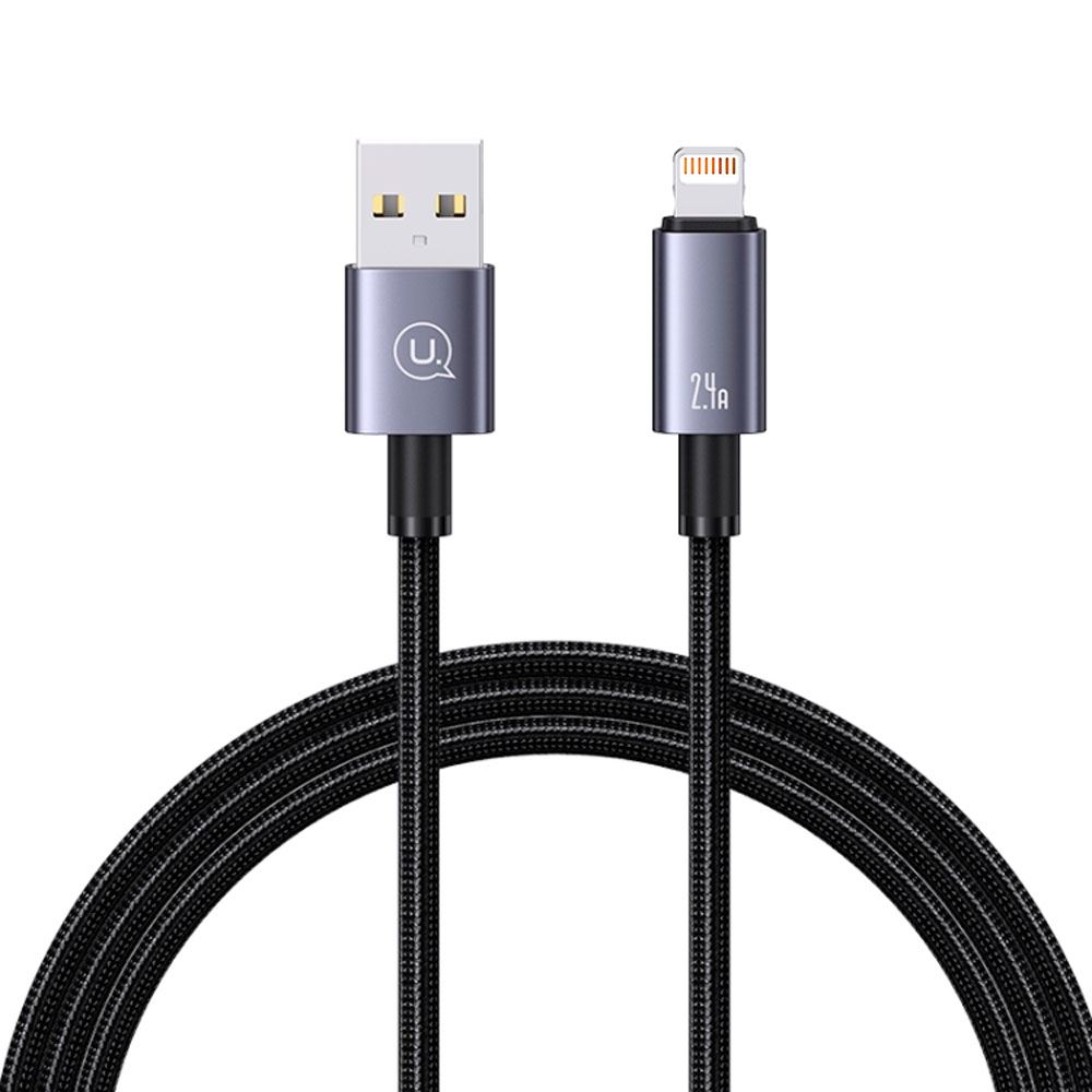 Cable Tejido USB a iPhone 2.4A 2m Negro