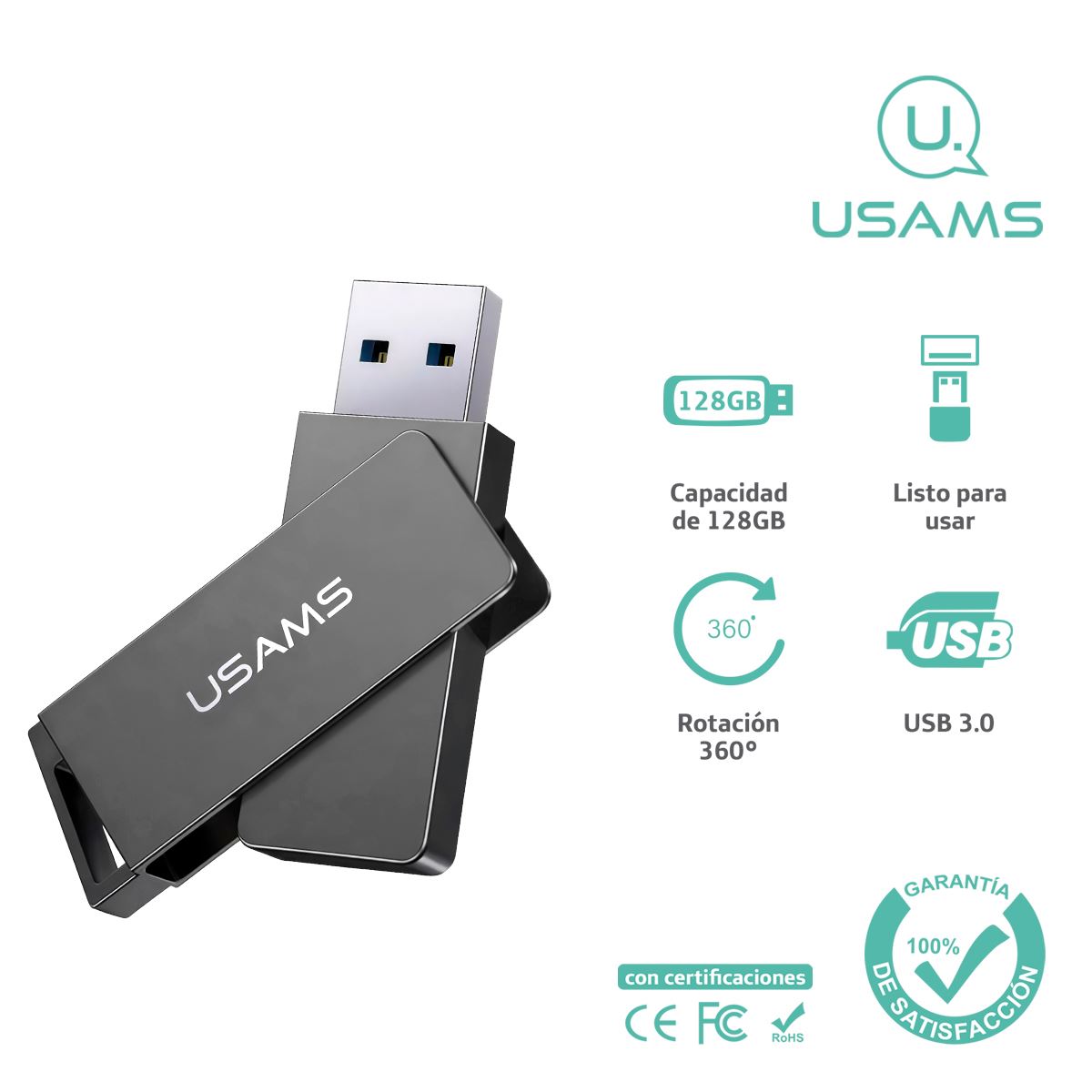 Memoria USB 3.0 High Speed Flash USAMS 128GB Rotable