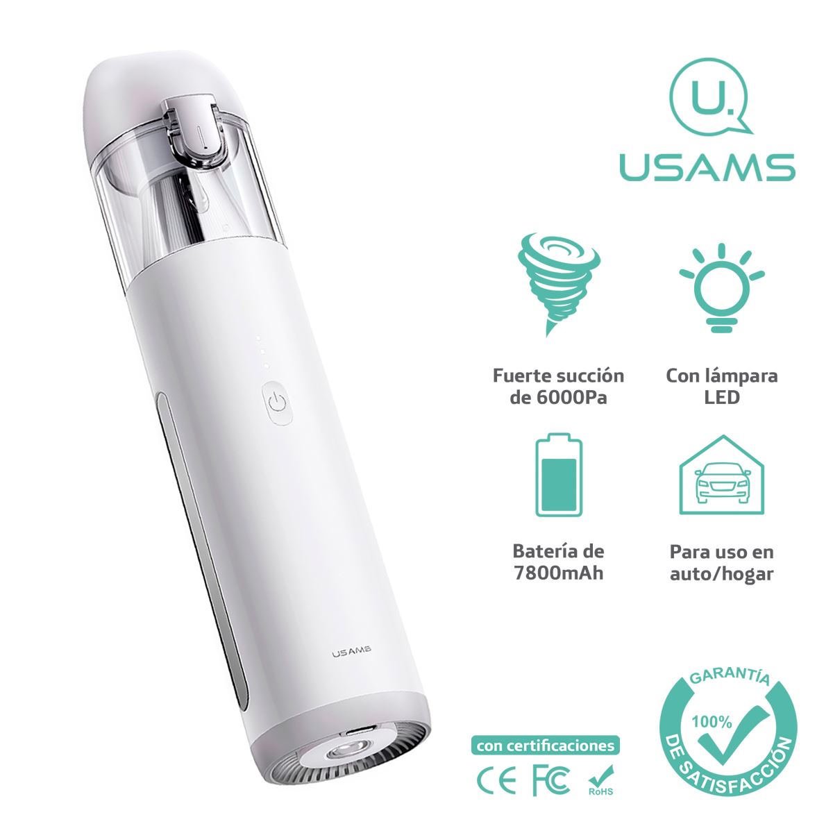 Aspiradora portátil inalámbrica USAMS 6,000Pa linterna ZB234