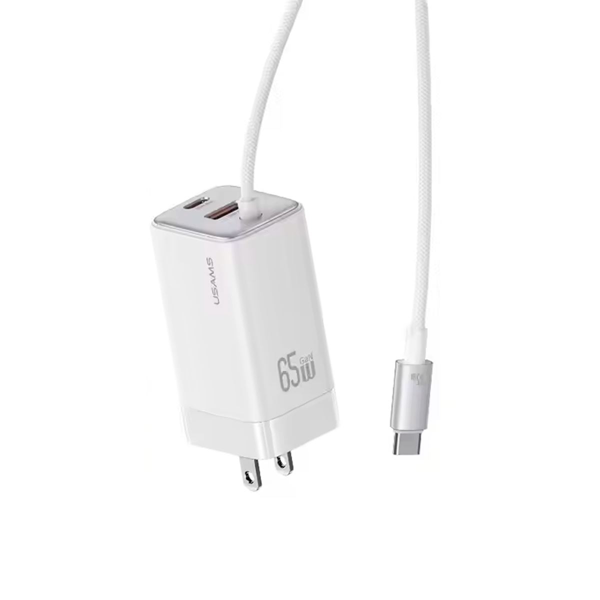 Cargador celular 65W USAMS+Cable Type-C+Puertos USB+Type-C