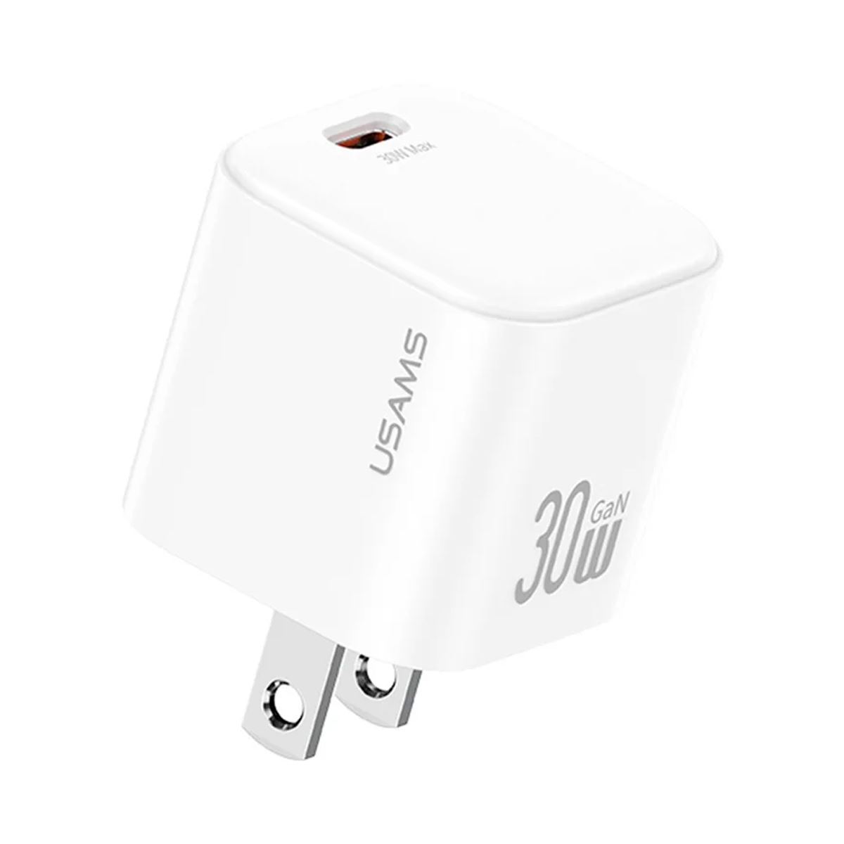 Cargador celular Pared carga rápida GAN USAMS PD 30W Blanco