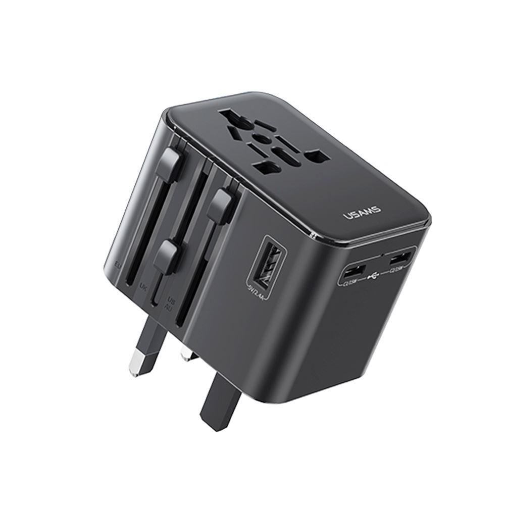 Cargador celular pared Universal USAMS USB + Type-C Dual 17W Negro