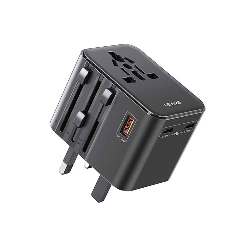 Cargador celular pared Universal USAMS USB + Type-C Dual 25W Negro