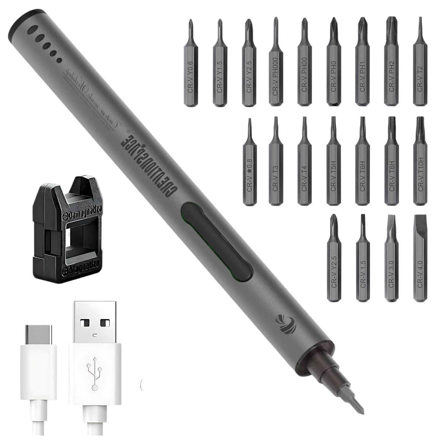 Destornillador Eléctrico Portátil Recargable con Batería de Litio, 280RPM y Accesorios Completo para Reparaciones