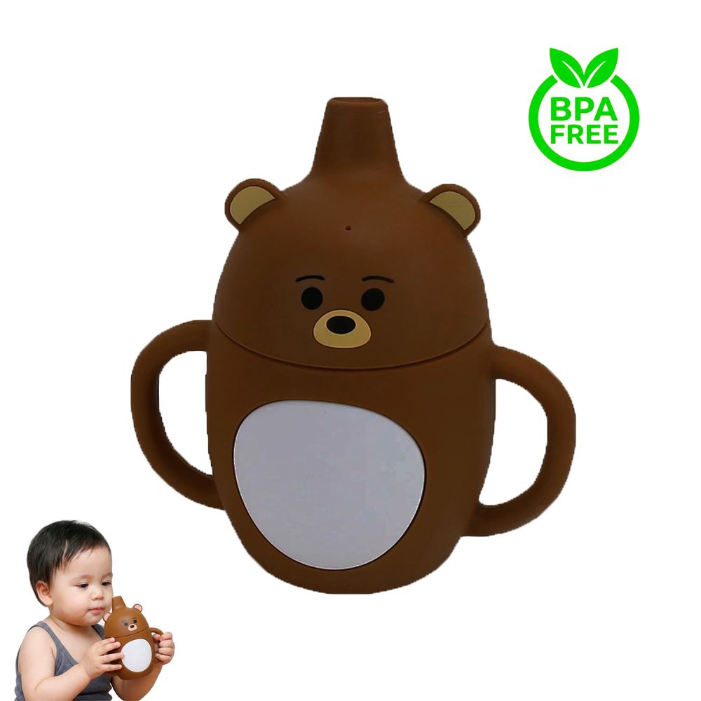 Vaso de Silicona Osito marron 360º anti derrame para bebe