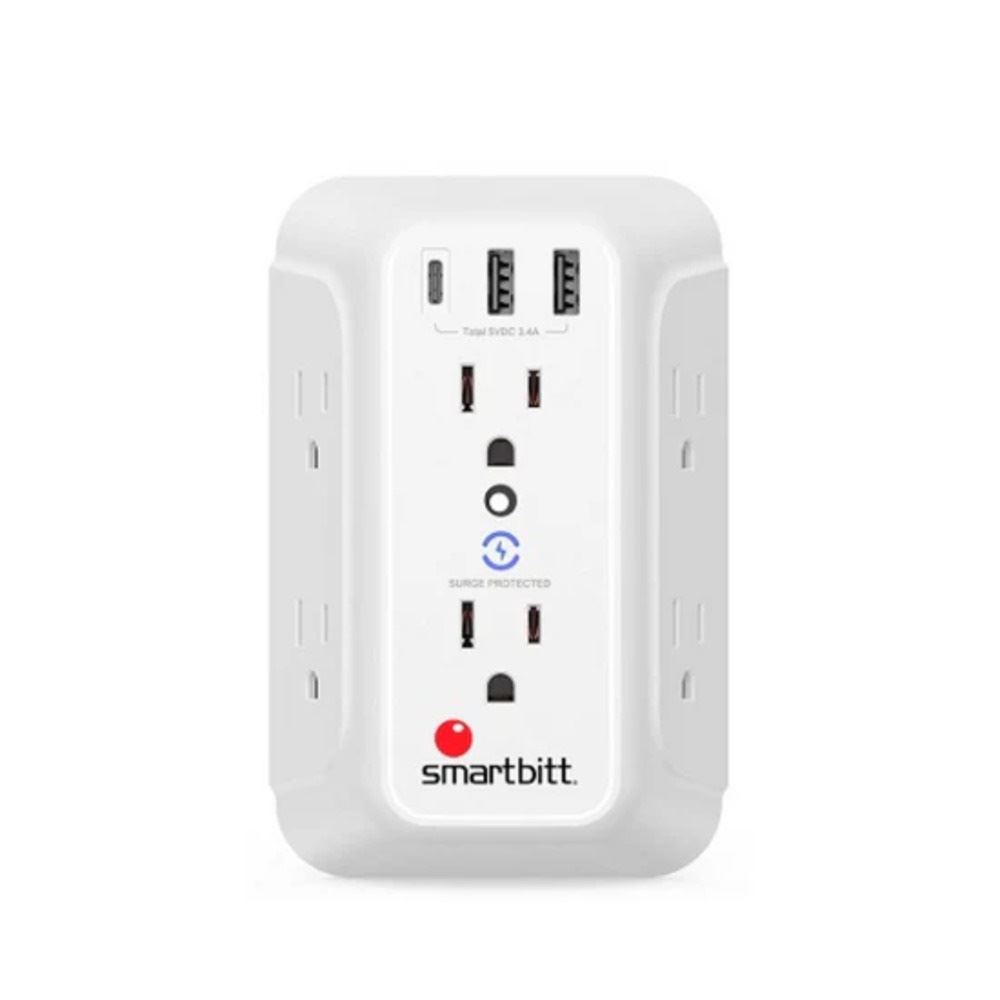 ENCHUFE INTELIGENTE CON 6 TOMAS + 2 USB TIPO-A + 1 USB TIPO-C 1480J