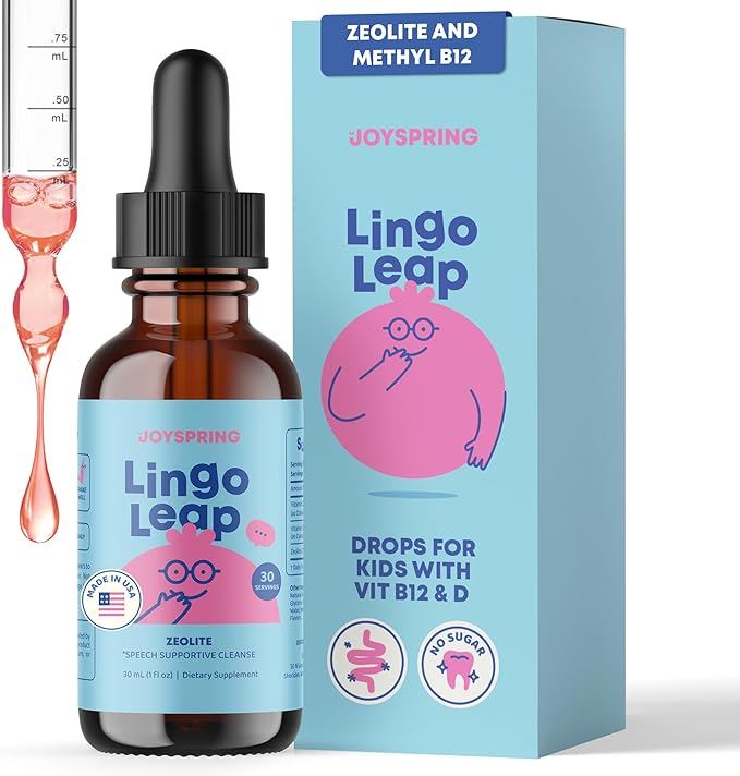 JoySpring LingoLeap - Fórmula líquida para niños con zeolita clinoptilolita, B12 metilada y vitamina D3