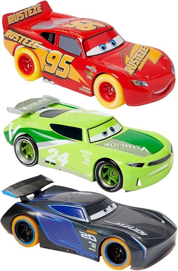 Set de luces de neón coches de Disney Store: Rayo McQueen, Jackson Storm y Chase Racelott