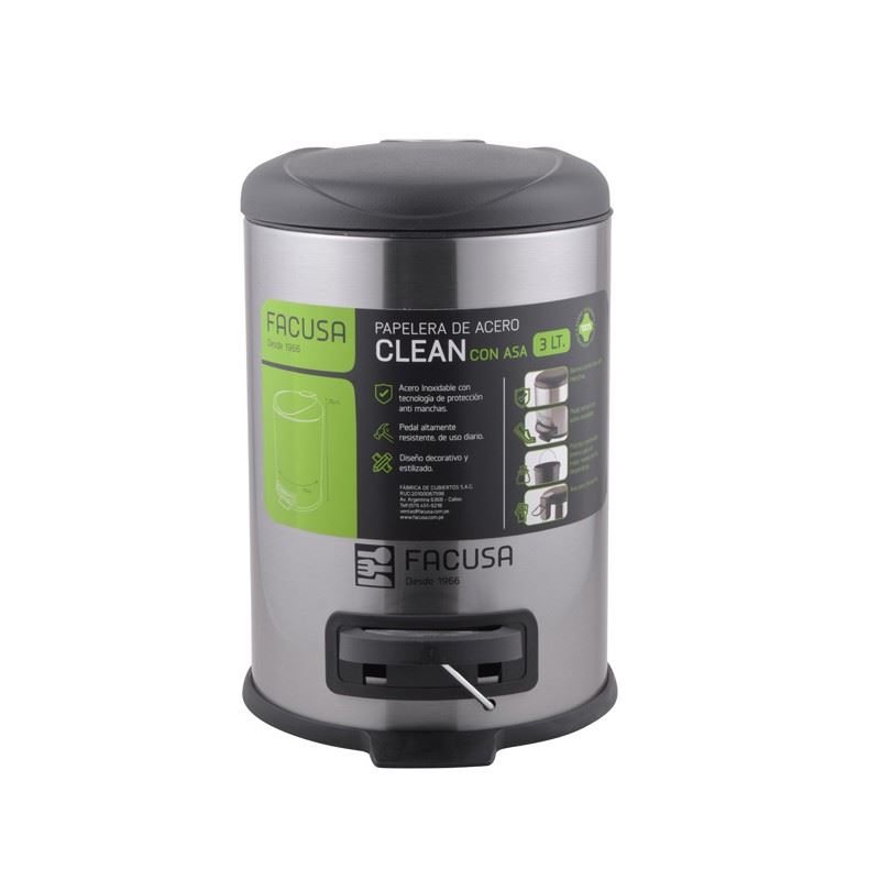 Papelera 3LT CLEAN C/asa - 984150301
