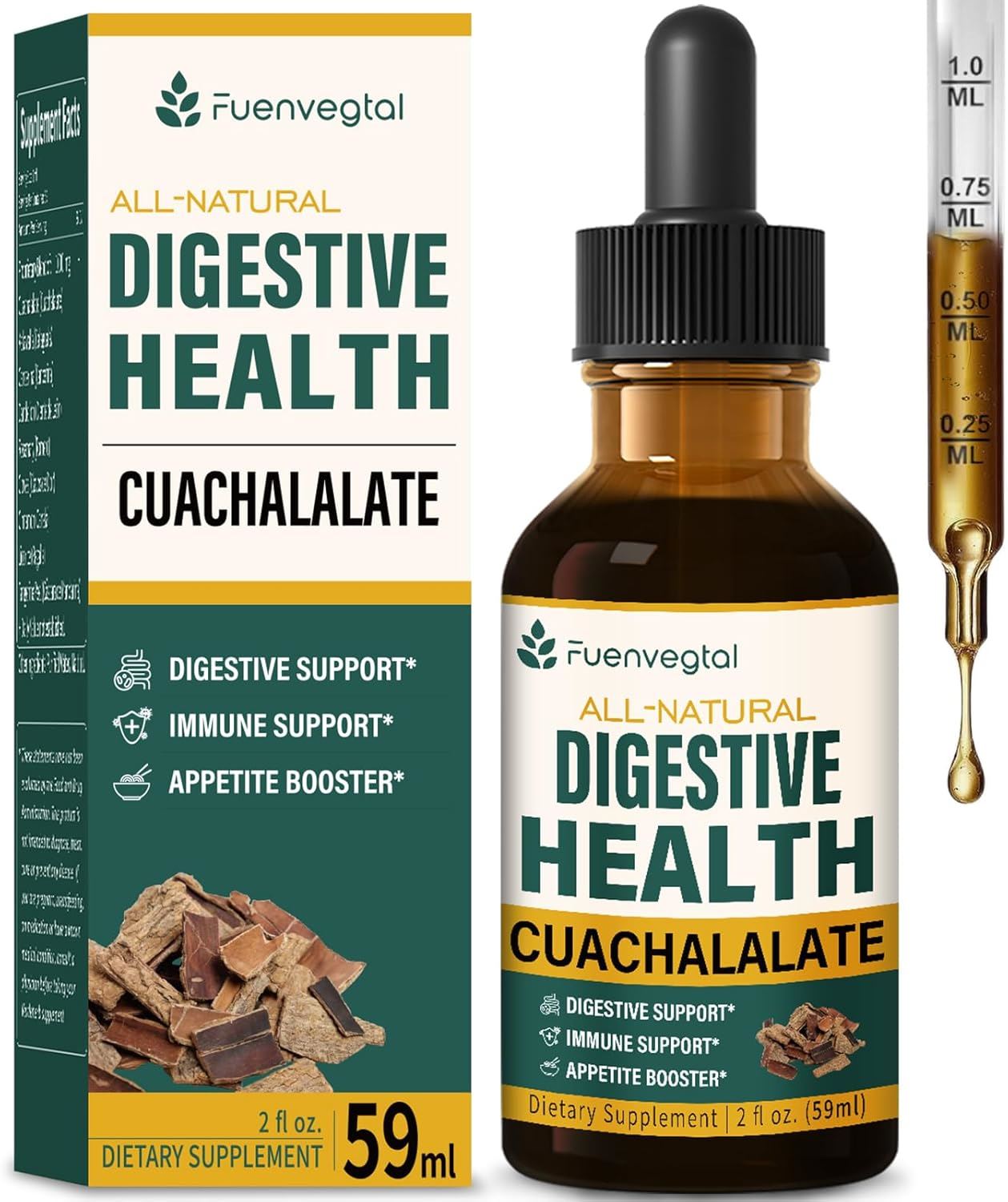 Fuenvegtal Cuachalalate Líquido | Apoyo Digestivo Natural | Gotas | 59 ml