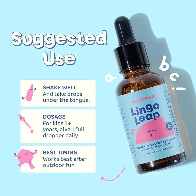 JoySpring LingoLeap B9 - Gotas para niños L-metilfolato 5-MTHF Plus Metil B12