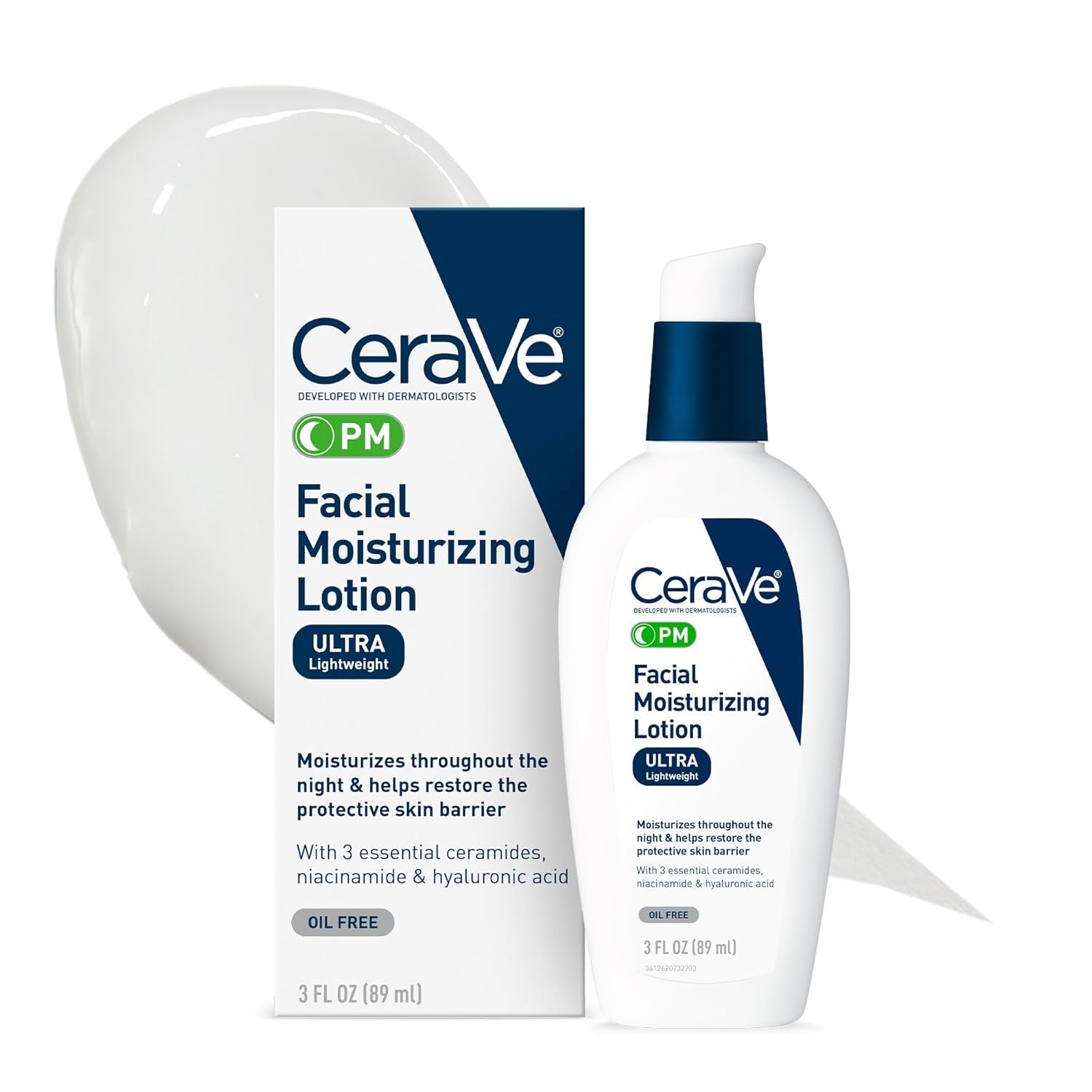CeraVe Loción Facial Nocturna PM con Ácido Hialurónico y Niacinamida 89 ml