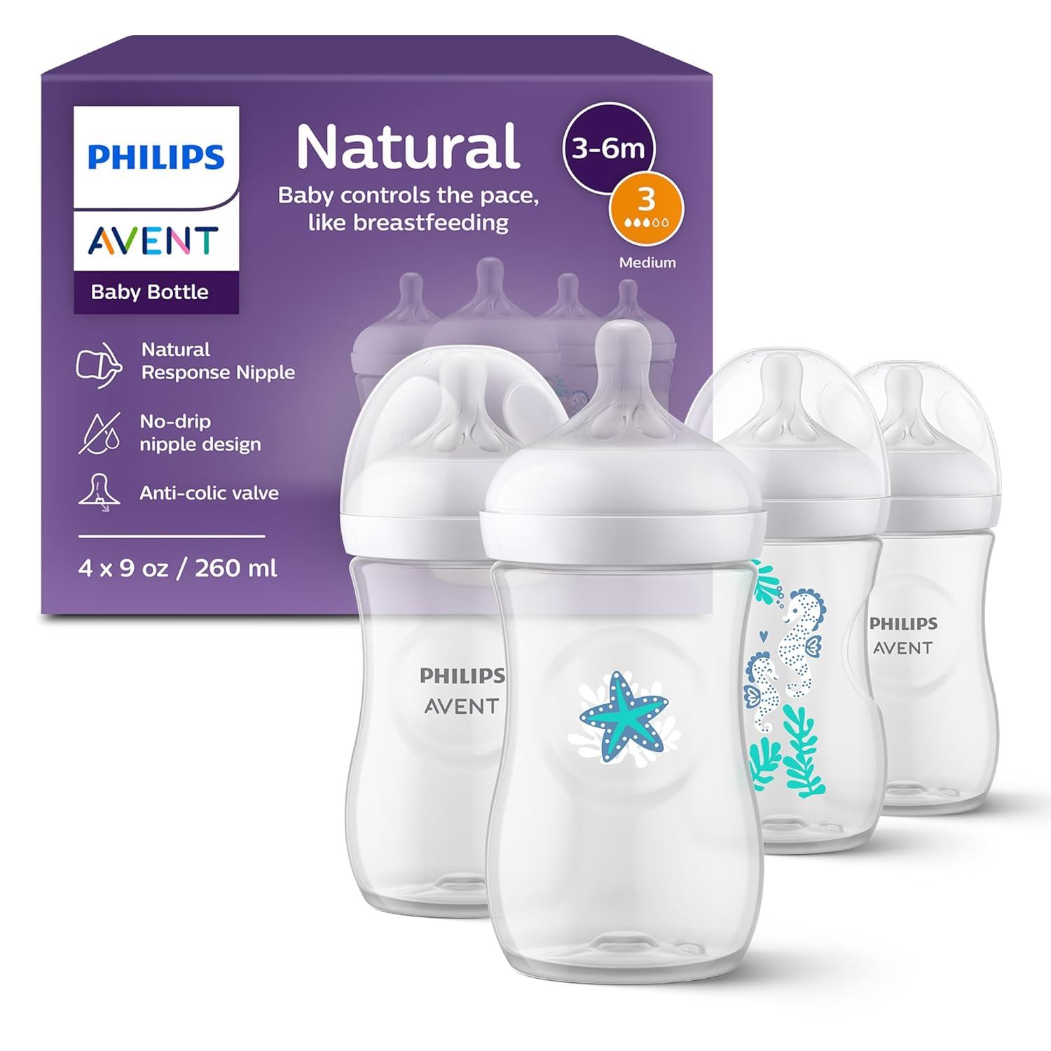 Philips Avent Biberones Natural Response Océano 4 Pack