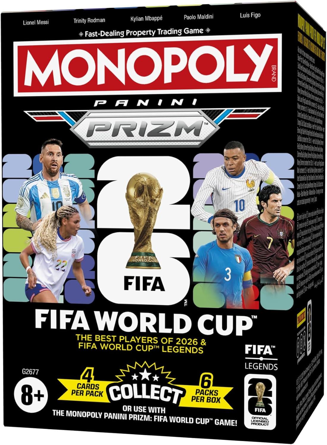 Monopoly Panini Prizm: Caja de sobres de cromos de la Copa Mundial de la FIFA
