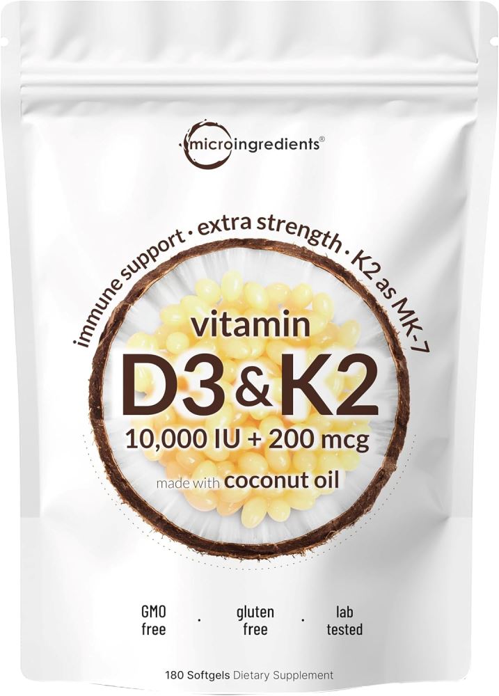 Microingredients Vitamina D3+k2 10000iu 200mcg 300 Softgels
