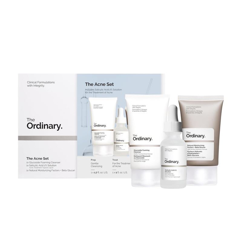 The Ordinary Set Anti Acné 3 Pasos (Limpiador + Ácido Salicílico + Beta Glucano)