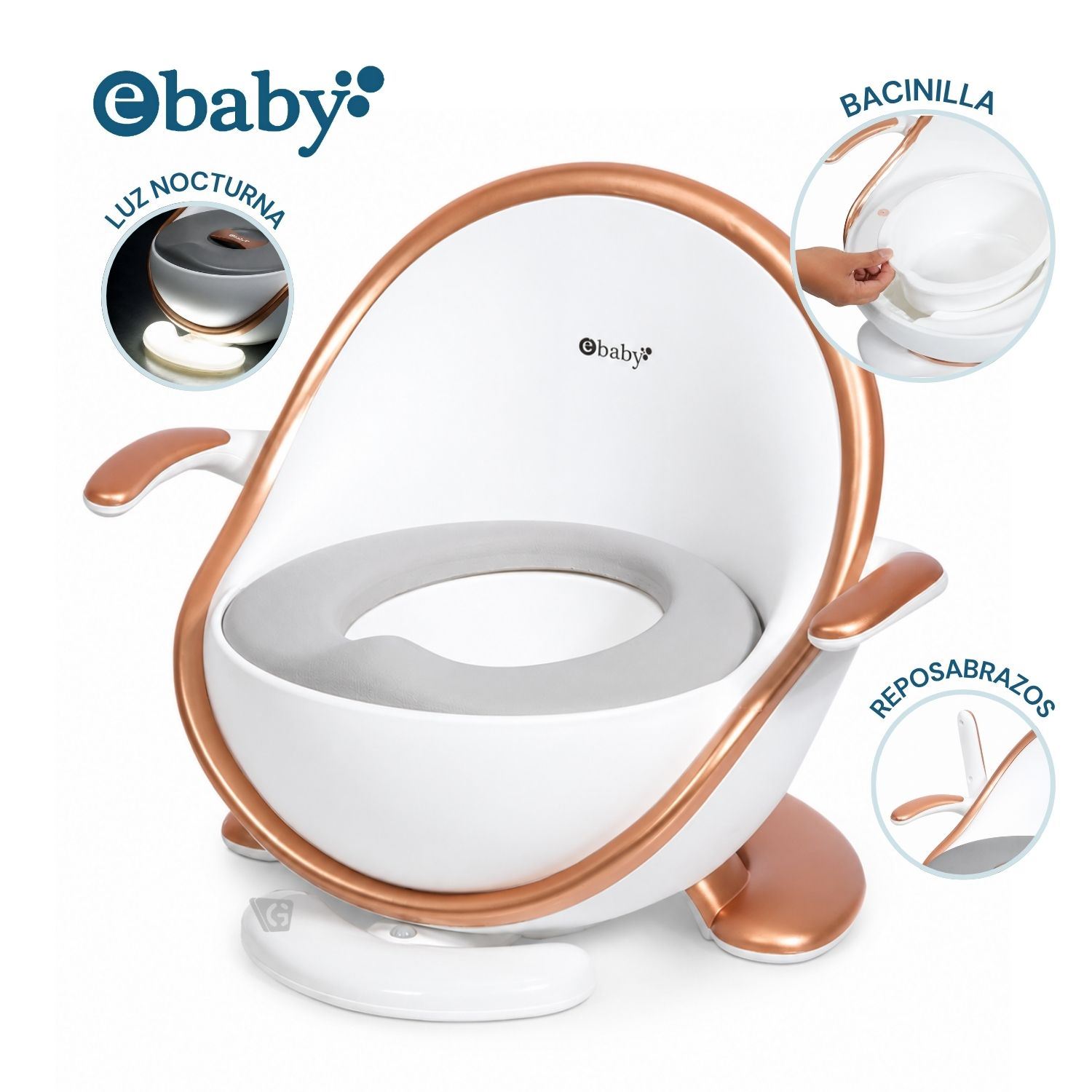 Bacín entrenador con luz «COMFY» Ebaby  Dorado
