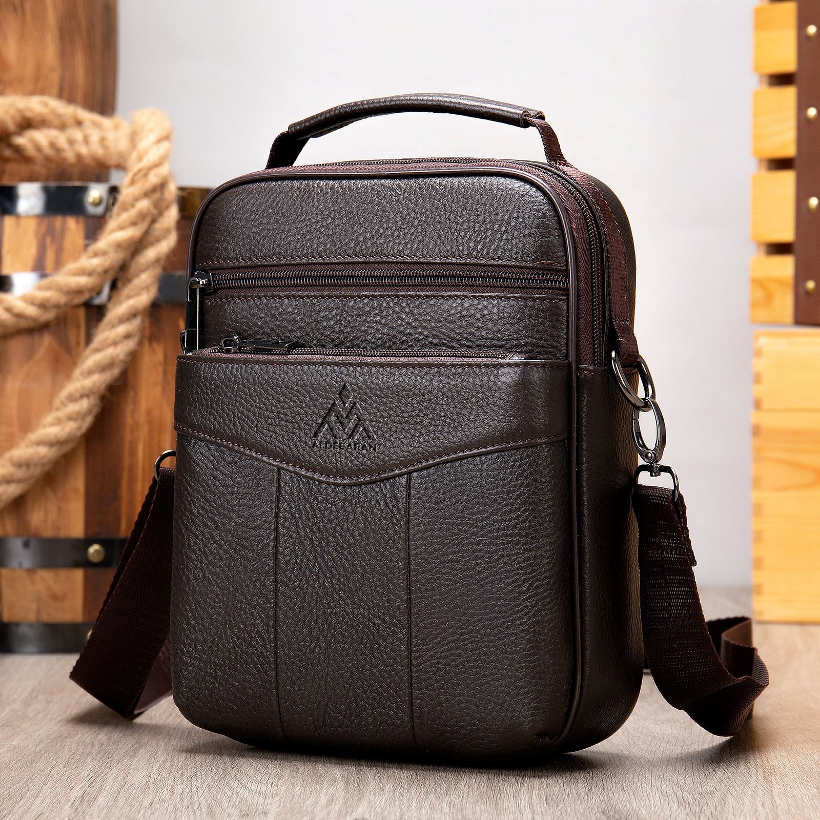 Morral De Cuero Vacuno Aldebarán 7456 Café