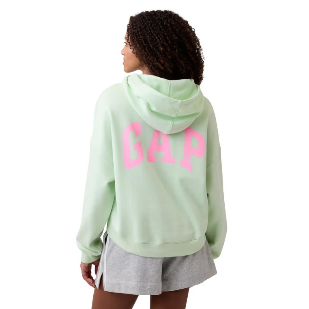 POLERA HOODIE GAP RELAXED CON CAPUCHA CROPPED VERDE T-L