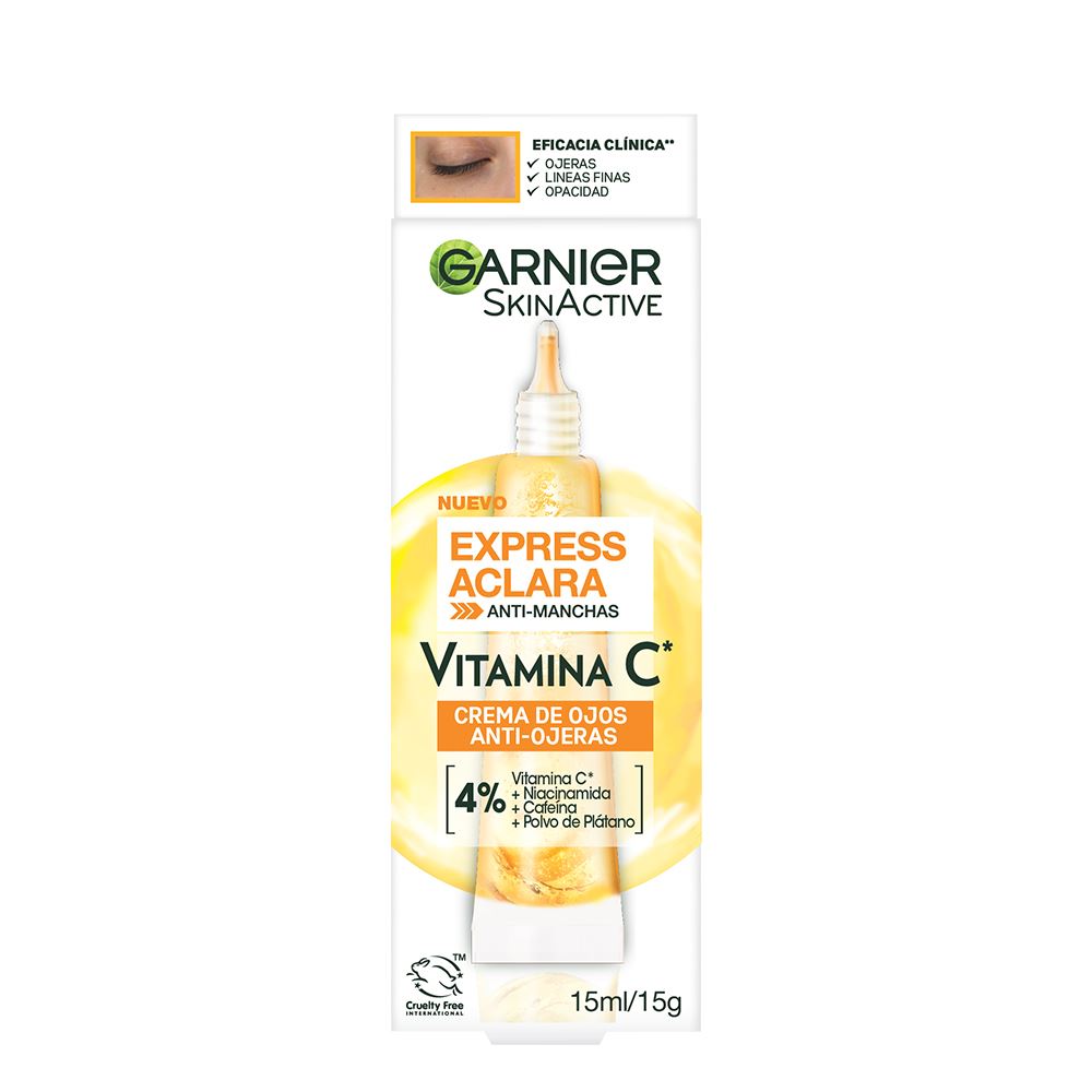 Garnier Express Aclara Anti Manchas Vitamina C* Crema de Ojos, 15gr
