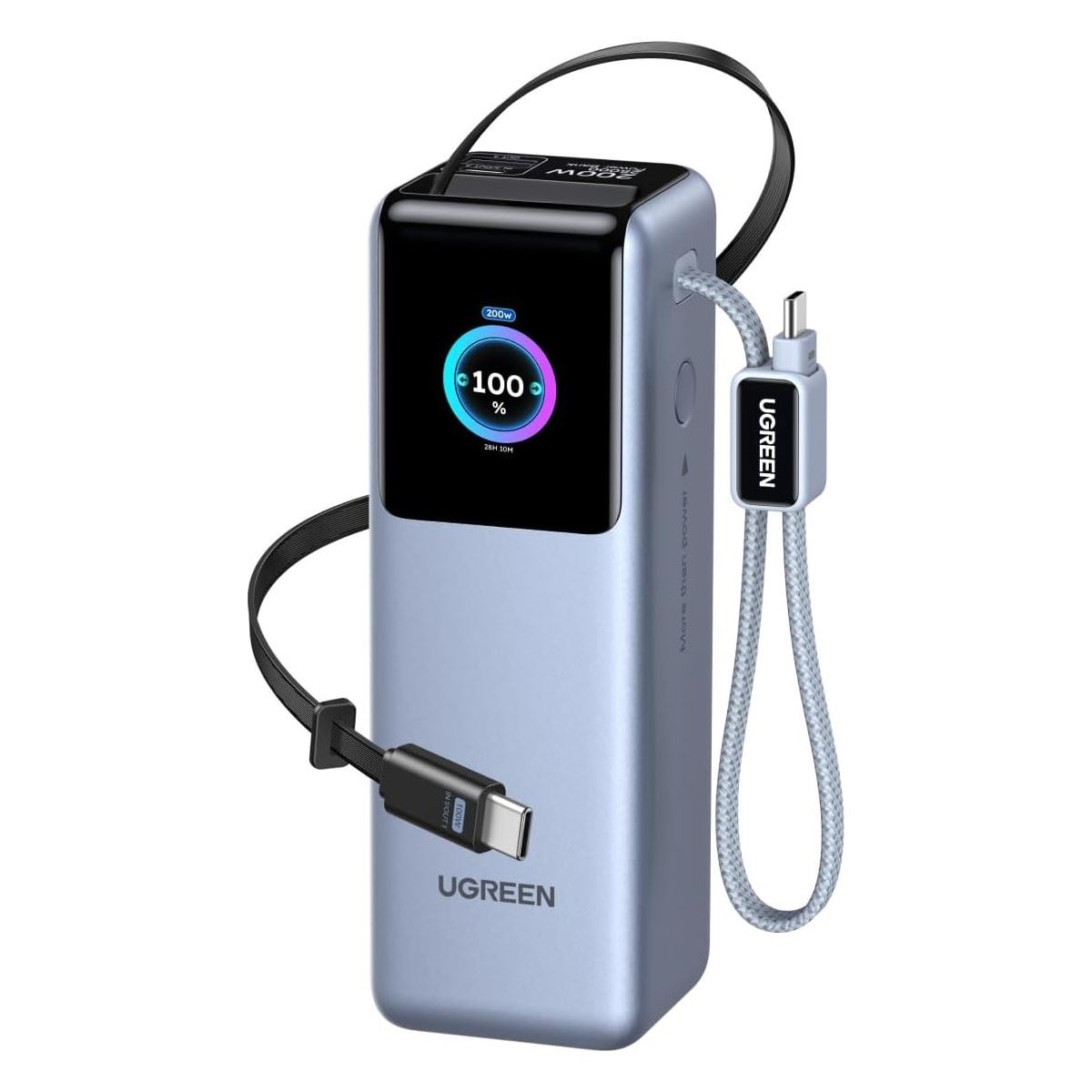 UGREEN Power Bank Nexode Pro 25000mAh 200W con 2 Cables USB-C y Pantalla TFT PB728 - 75702