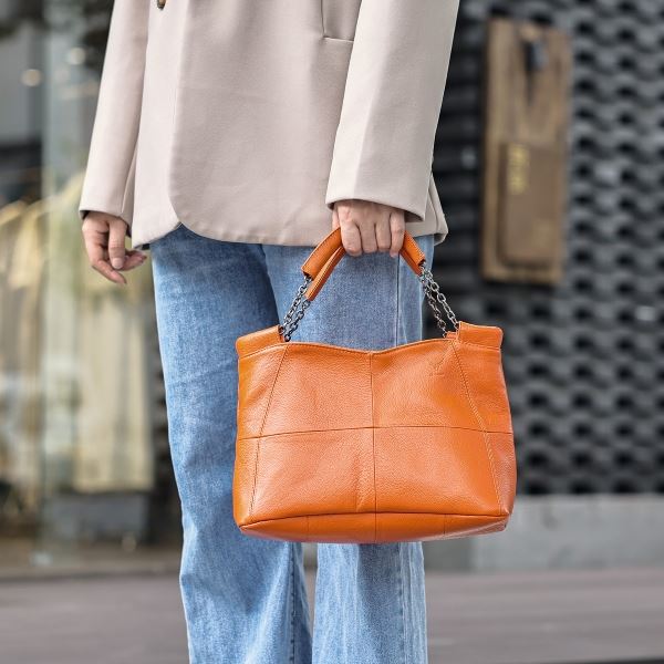 Cartera De Cuero Vacuno 7611 Naranja