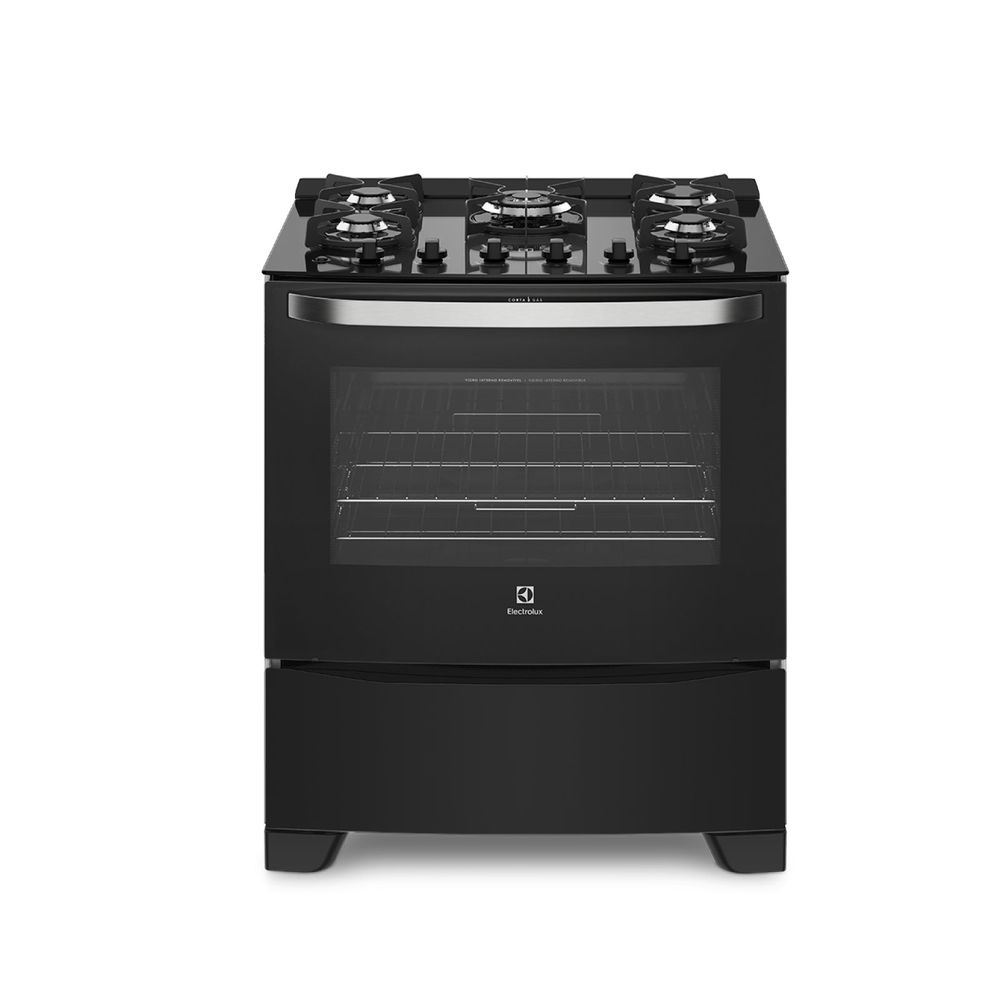 Cocina de Pie a Gas con 5 Quemadores Electrolux 76GS Negro