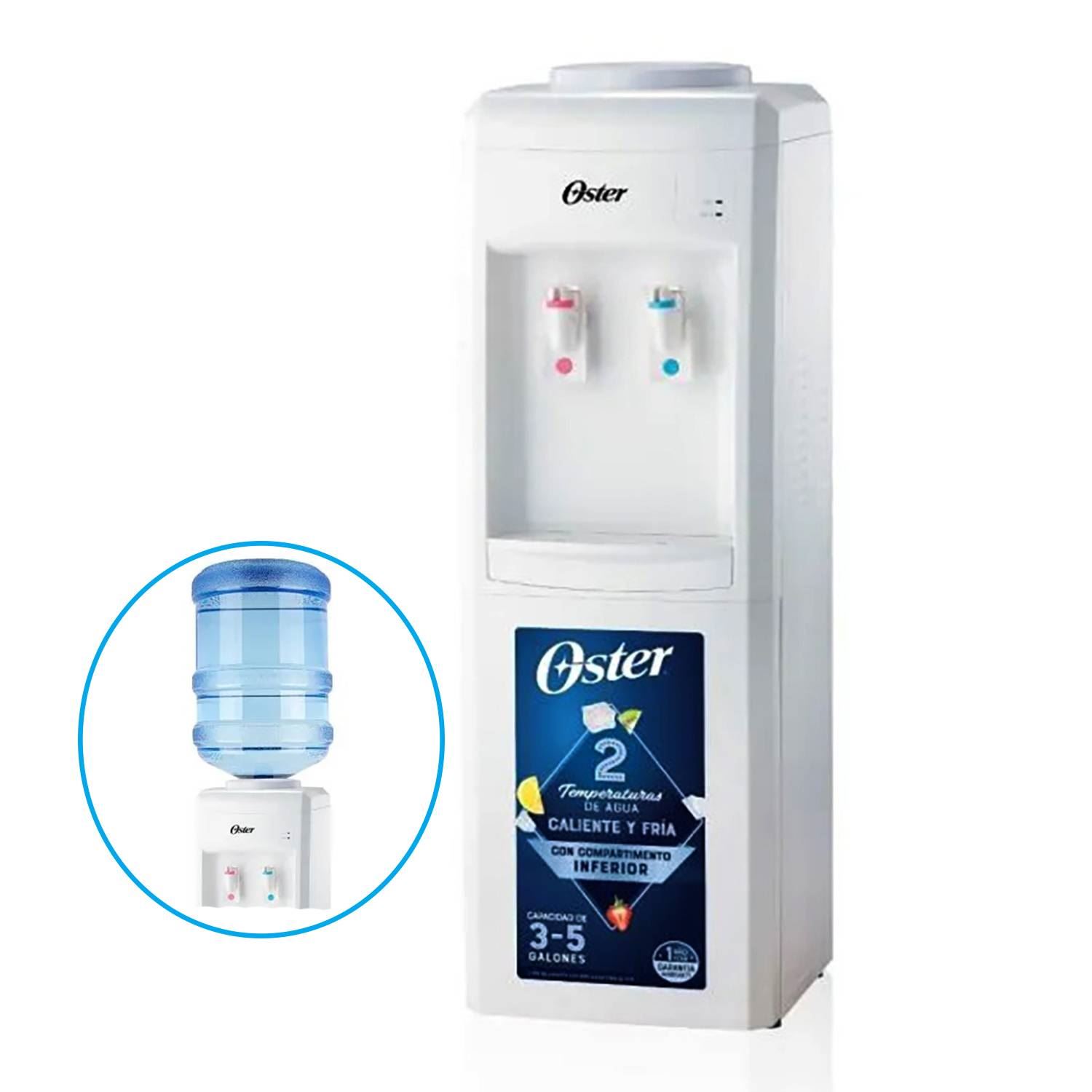 Dispensador de Agua Oster 3–5 Galones OS-PWDA8001W - Blanco