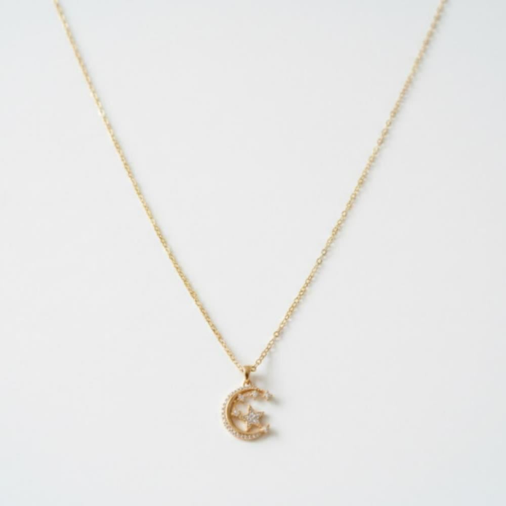 COLLAR LUNA Y ESTRELLA DORADO