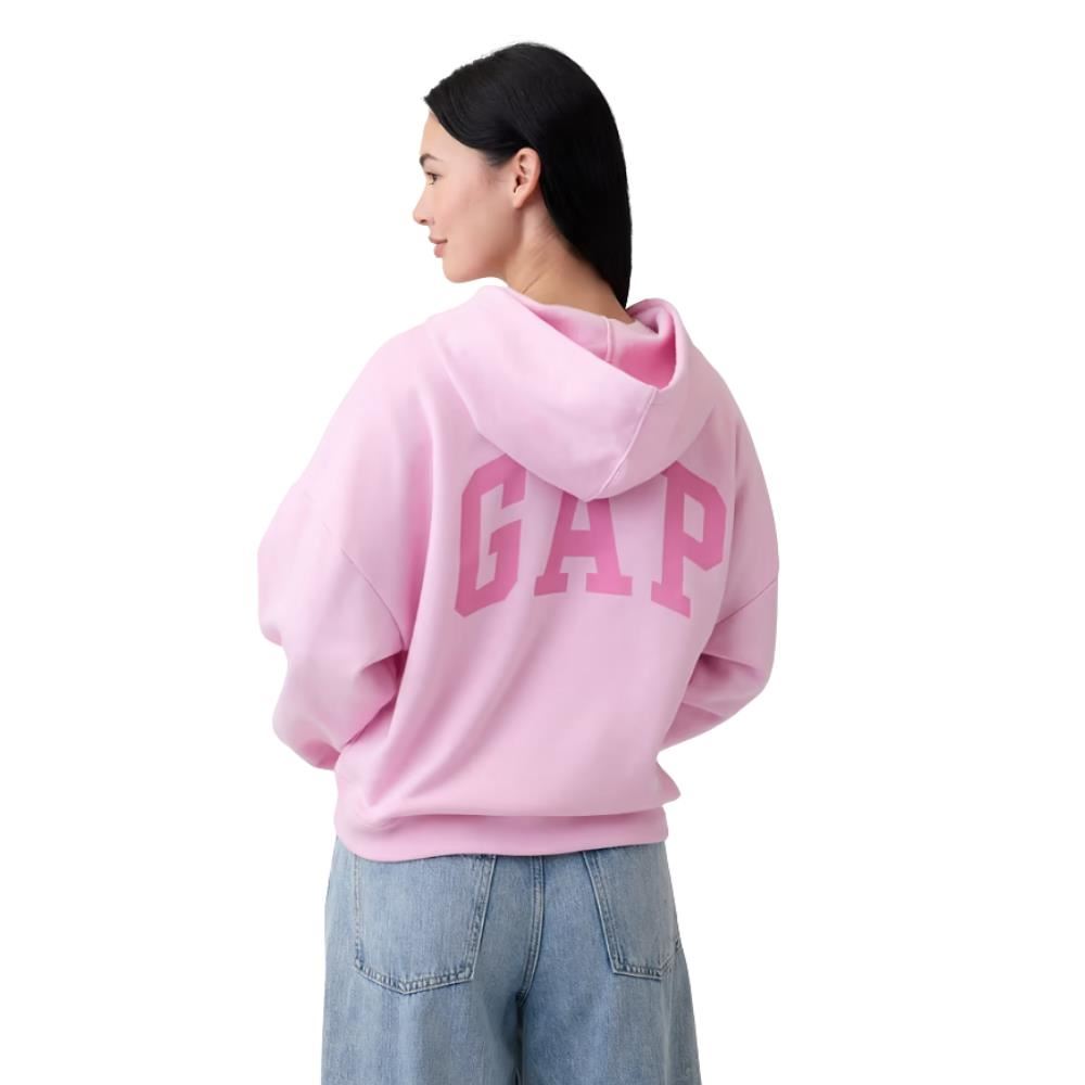 POLERA HOODIE GAP RELAXED CON CAPUCHA CROPPED ROSA T-L