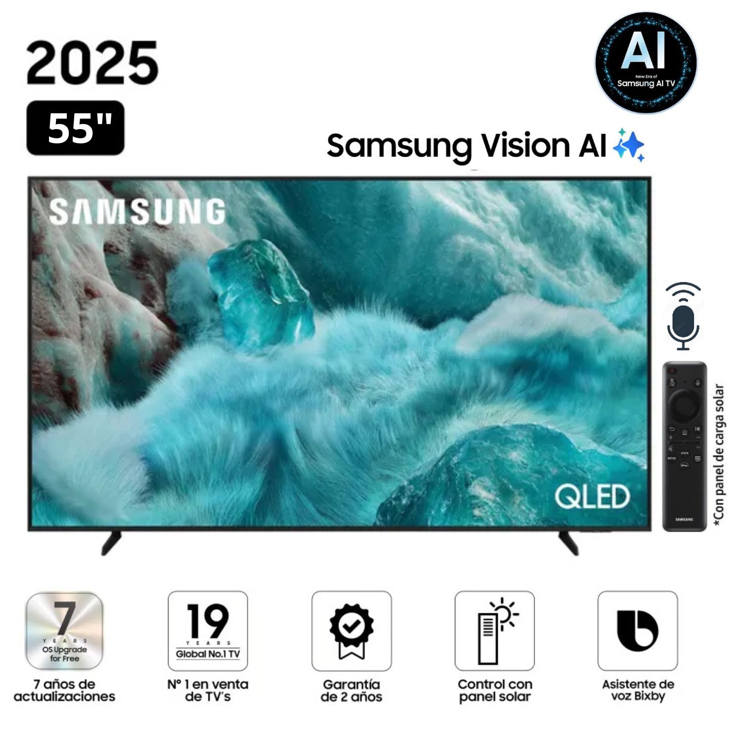 Televisor Samsung QLED 55" Visión AI Smart TV QN55Q7FAAGXPE - Nuevo 2025