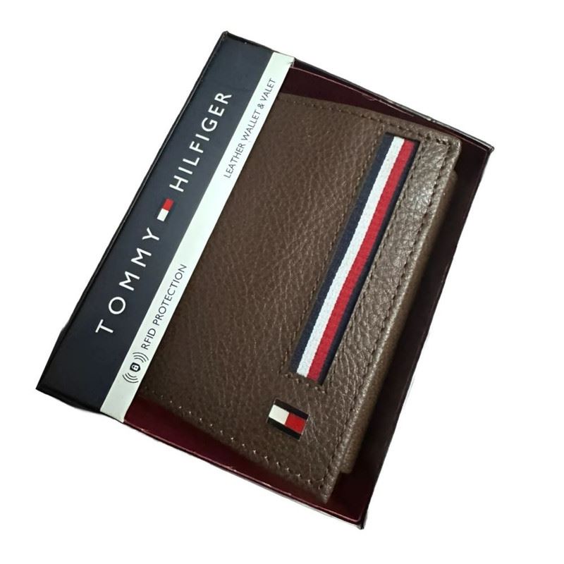 BILLETERA TOMMY HILFIGER CON PROTECCION RFID – CUERO MARRON