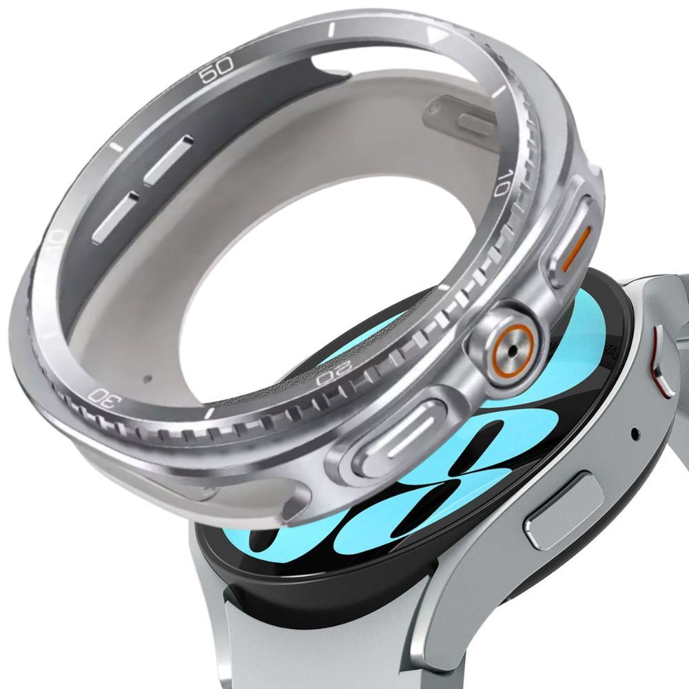 Case de Metal Para Samsung Galaxy Watch 44mm Plateado 8 Classic