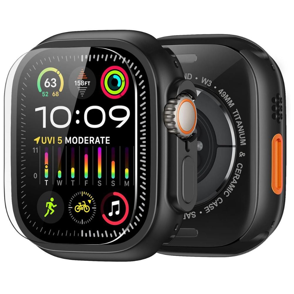 Case de Metal y Vidrio templado Para Apple Watch Ultra 49mm Negro