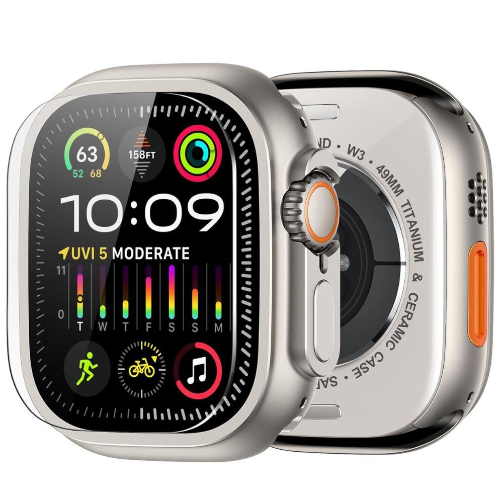 Case de Metal y Vidrio templado Para Apple Watch Ultra 49mm Titanio
